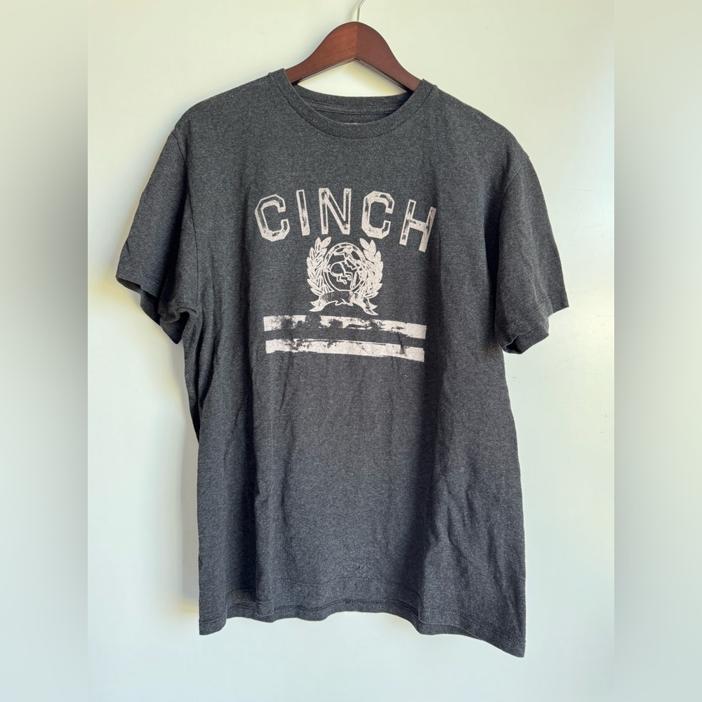 Cinch Jeans Gray Tee T Shirt Short Sleeve Men Large Rodeo Western Horse‎ Cotton